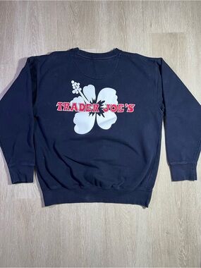 Trader Joe's Unisex Dark Navy Blue Hibiscus Sweatshirt